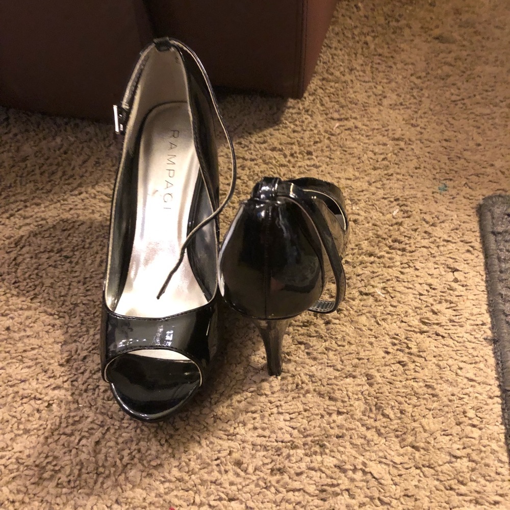 Black open toe heels